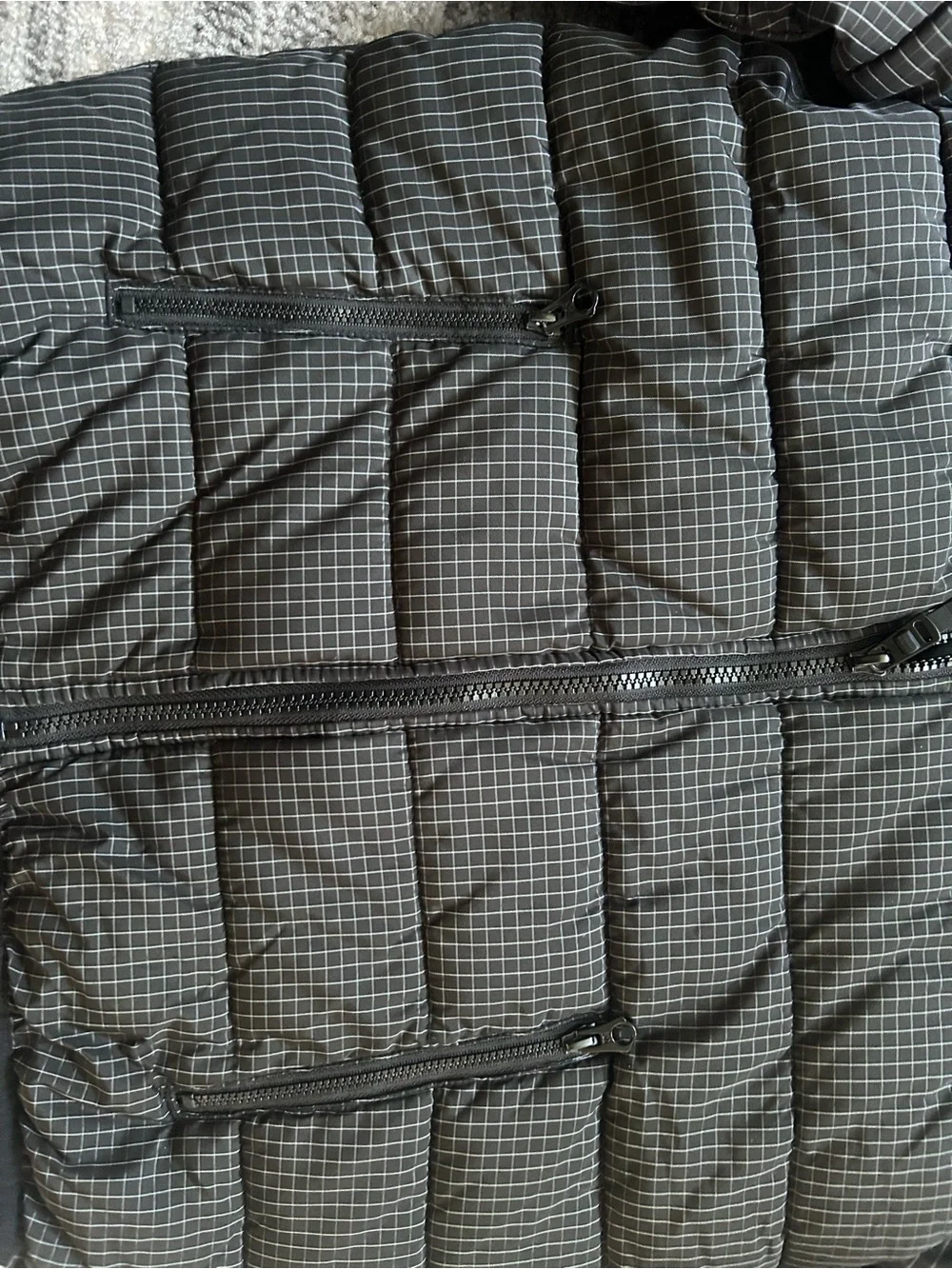 DC Black Grid Quilted Hooded Puffer